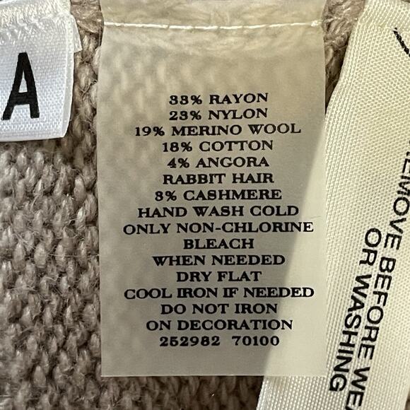 Ann Taylor Sequin Front Angora Cardigan Size M Taupe Wool Blend Snap Front NEW - Picture 9 of 10